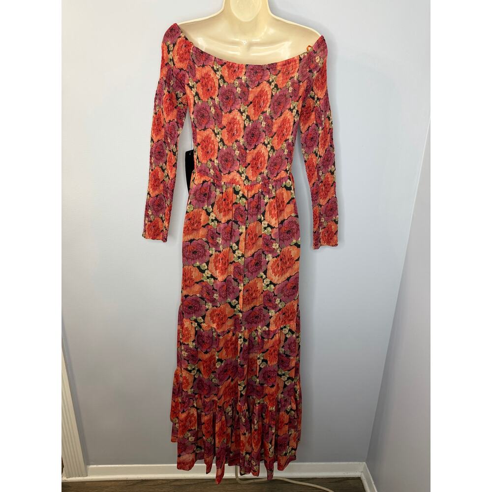 POMANDER PLACE Tuckernuck Rose Chiffon Joni Midi Dress Off Shoulder Sz L New - Picture 5 of 14